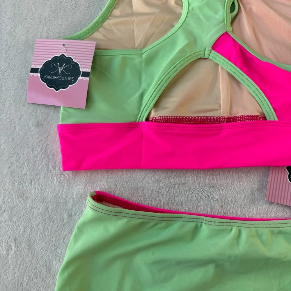 Kandi Kouture Convention Dancewear set. Pink & Green - Picture 9 of 13